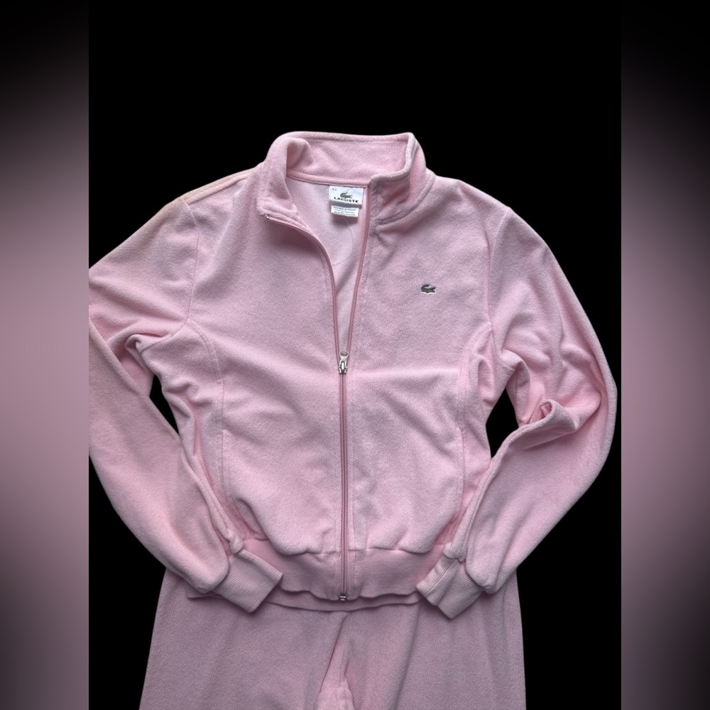 vintage y2k Lacoste Light Pink terry tracksuit 42 hoodie & pants large 10